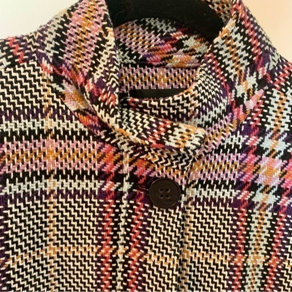 HALOGEN Tweed Crop Jacket Blazer Oversized Knit High Collar Boxy L Multicolor - Picture 10 of 10